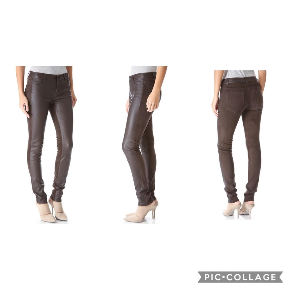 Vince Mixed Brown Leather Pants Sz 2
